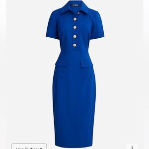 J. Crew Collared sheath dress bi-stretch wool blend Harbor View Blue BY788